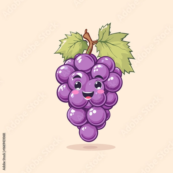 Fototapeta vector illustration of grapes with leaves