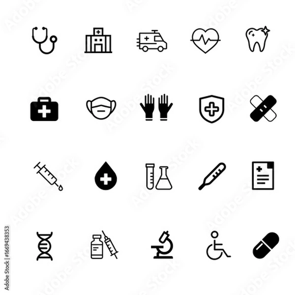 Fototapeta medical icons set. bundle file of sets of medical and dental vector icons. sets of hospital vector icons