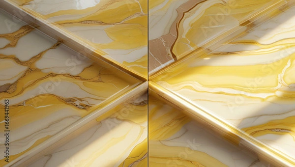 Obraz Diagonal Golden Marble Tile Surface - Polished and Luxurious Background