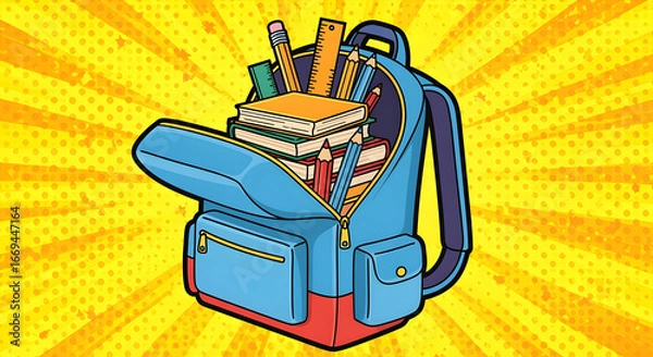 Obraz Vibrant Pop Art School Backpack 3D Icon