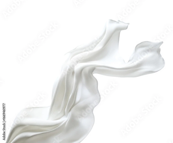 Fototapeta Soft white cloth waving isolated on transparent background for graphic design or wallpaper.