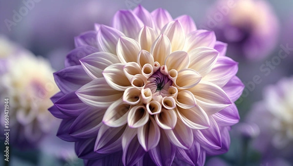 Obraz Close-up of a Purple and White Dahlia Flower