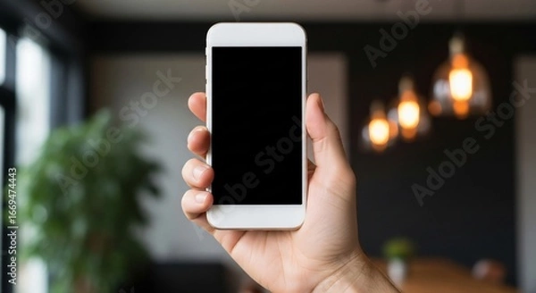 Obraz Showcase your app design on a smartphone screen in a modern office