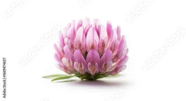 Obraz Single pink clover on white background