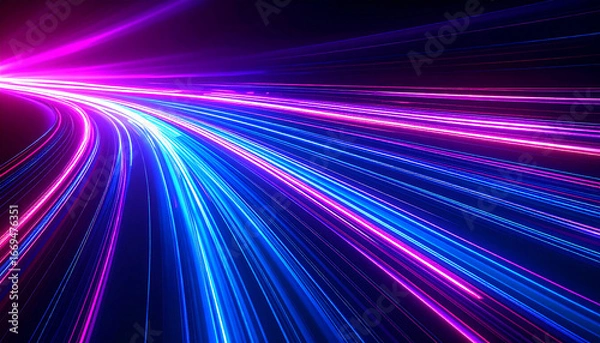 Fototapeta Abstract Light Trails Speeding Through Digital Space Futuristic Technology