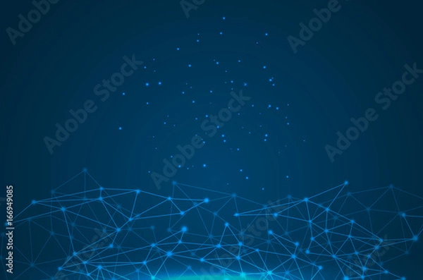 Obraz Geometric graphic background molecule and communication