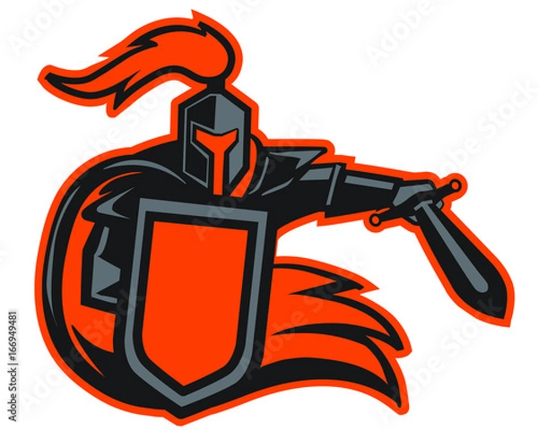 Obraz Knight with Shield and Thrusting Sword! Vector