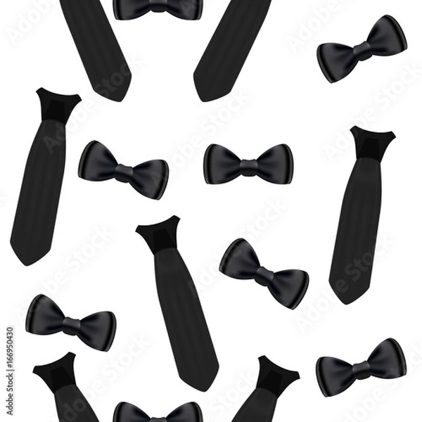 Obraz Black bow ties and ties, vector seamless background