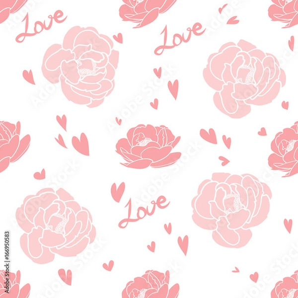 Fototapeta Seamless pattern with pink roses.