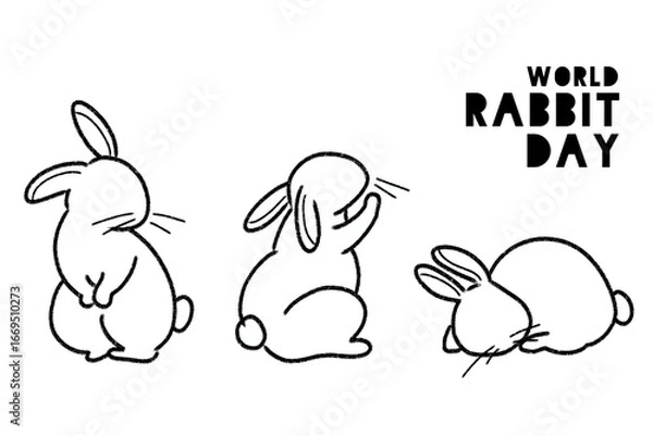 Fototapeta Minimalist wallpaper for celebrating World Rabbit Day on September 27. 