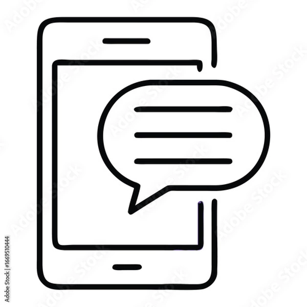 Fototapeta Smartphone with a speech bubble icon representing messaging