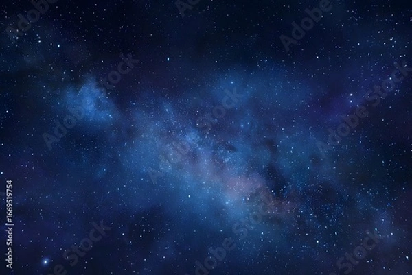 Obraz A dark blue starry sky with a cloudy nebula.