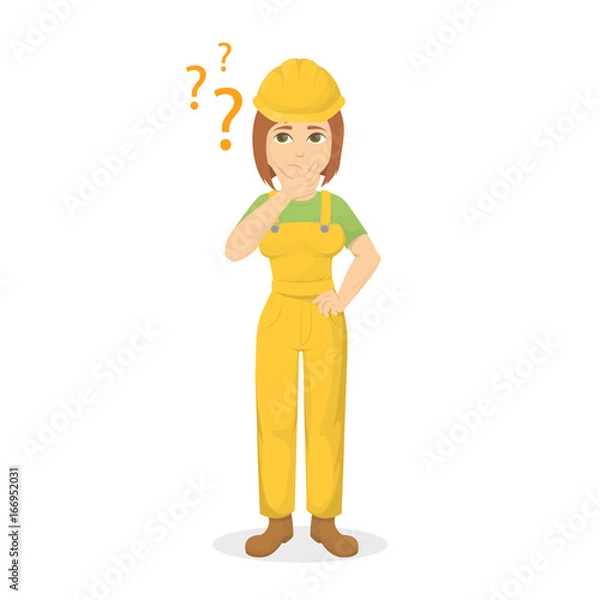 Obraz Isolated confused builder.