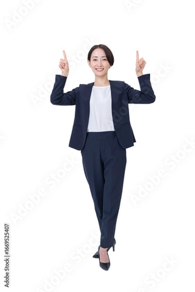 Fototapeta 指差しをする女性・背景透過