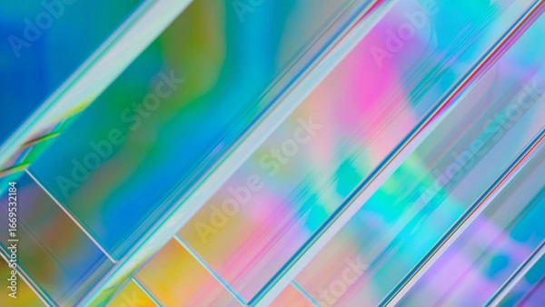 Fototapeta 3d neon futuristic glass. Transparent Rainbow Glass. 3D rendering illustration, not AI.