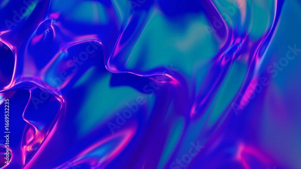 Fototapeta Abstract fluorescent liquid. Neon waves on the background. A beautiful futuristic scene. 3d rendering illustration not AI