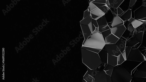 Fototapeta 3D abstract futuristic surface on a black background with a dark abstract diamond. 3d rendering illustration not AI