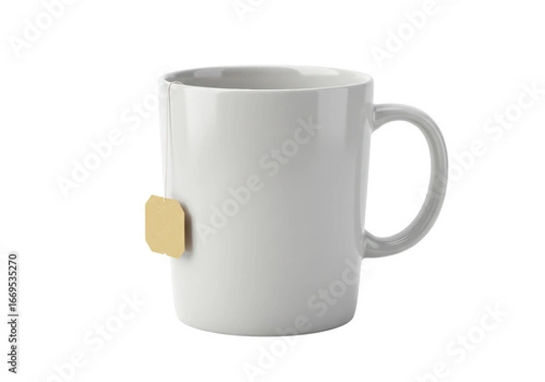 Obraz Isolated mug with teabag ready for brewing a relaxing cup of tea beverage at home