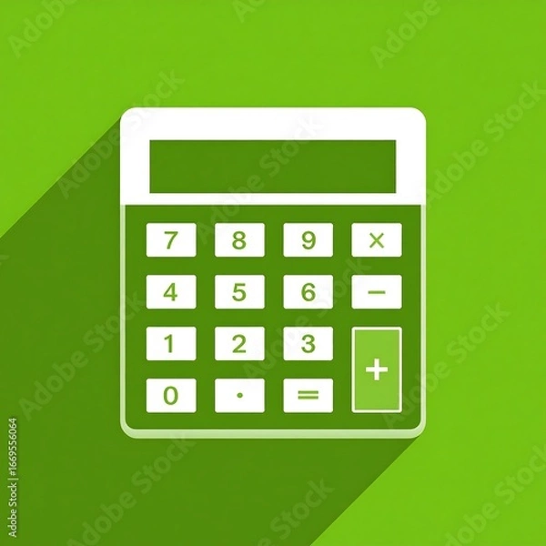 Obraz White Calculator Icon on Green Background