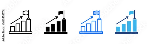 Fototapeta Milestone Progress icon set multiple style collection