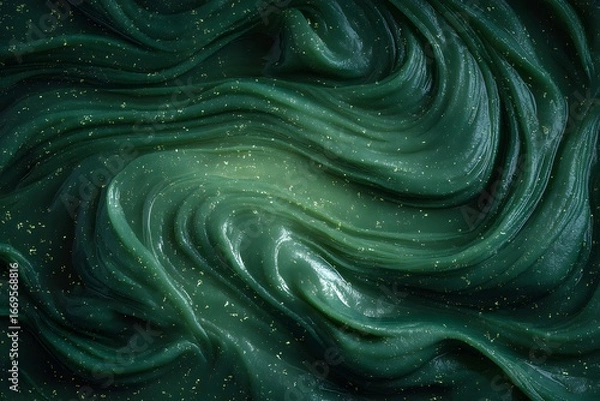 Obraz Swirling dark green texture with gold flecks abstract background image
