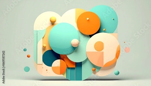 Fototapeta Colorful abstract 3D shapes composition.