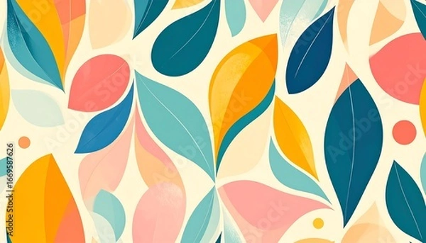 Fototapeta Colorful abstract leaf pattern on white.