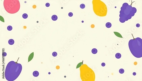 Fototapeta Colorful fruit pattern on cream background.