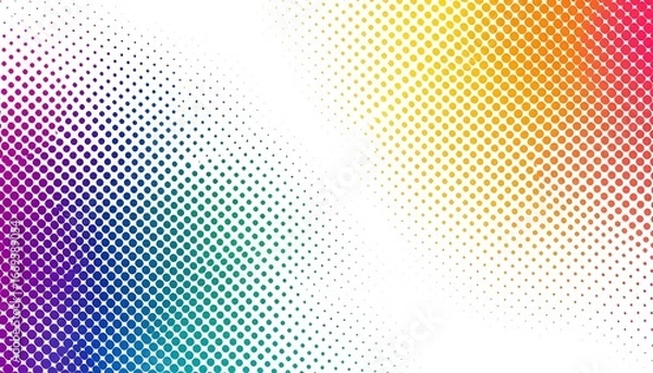 Fototapeta Colorful halftone dots on white background.
