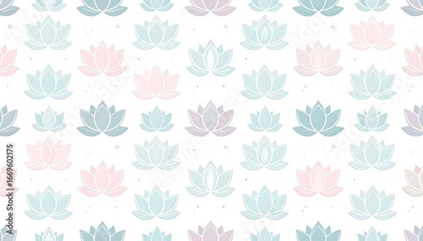 Fototapeta Lotus flowers pattern in soft pastel colors.