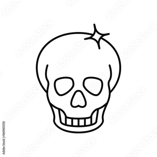 Fototapeta Skeleton line icon with white background vector stock illustration