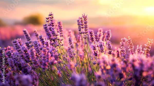 Obraz lavender field at sunset