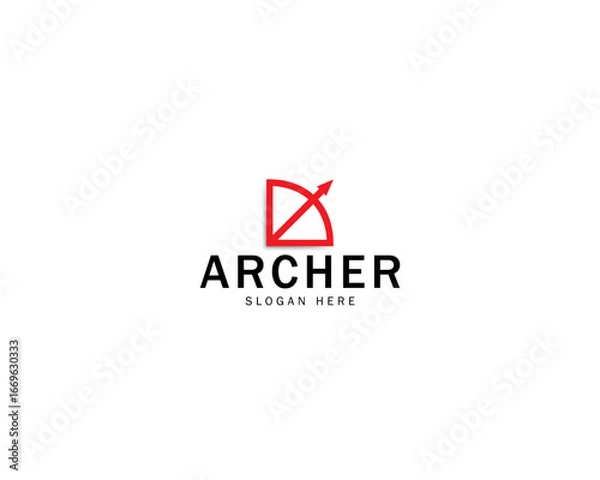 Fototapeta Archer Logo With Bow And Arrow With Shadow Logo Design