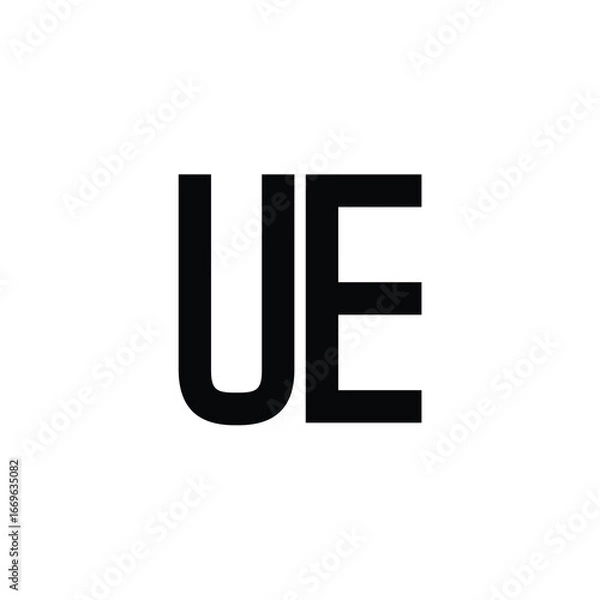 Fototapeta UE monogram logo design letter text name symbol monochrome logotype alphabet character simple logo