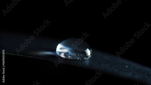 Fototapeta Floating Water Droplet on Black Background
