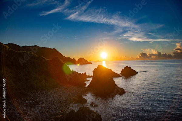 Obraz 奄美大島の夏の夕景。