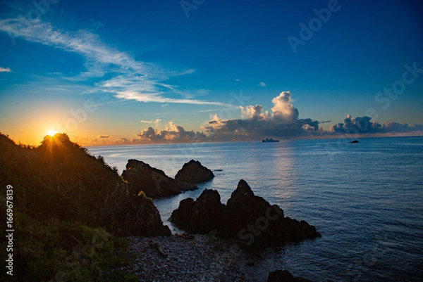 Obraz 奄美大島の夏の夕景。