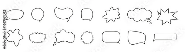 Obraz doodle speech bubble set different shape on white vector illustration