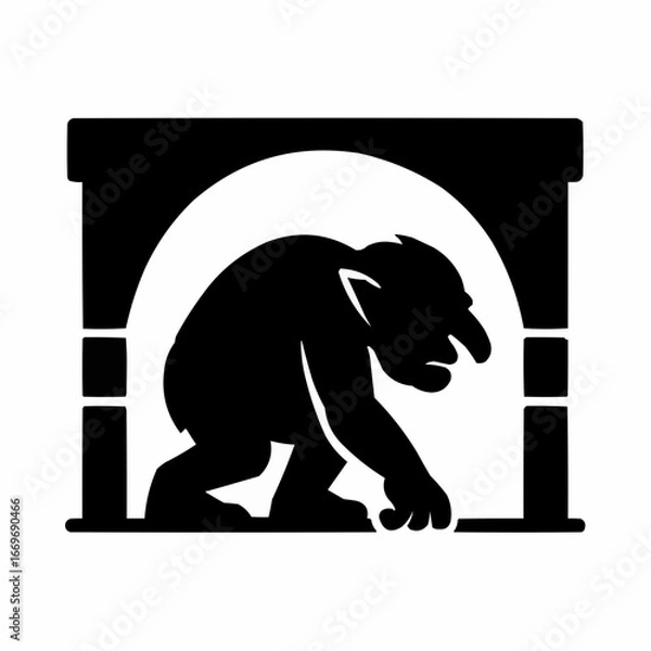 Fototapeta A stylized vector illustration of a wild bear silhouette in nature