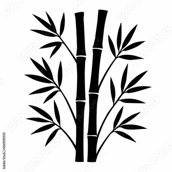 Fototapeta Vector illustration of bamboo stalks with green leaves, a peaceful and natural Asian design