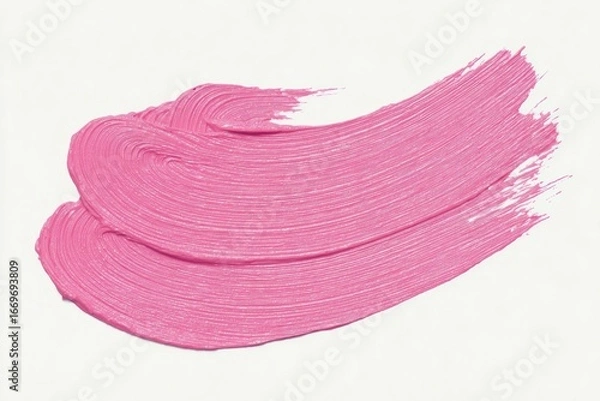 Fototapeta Textured pink smear on white. Brushstrokes are visible and delicate, creating a semi-abstract form. Light bright, smooth, artistic