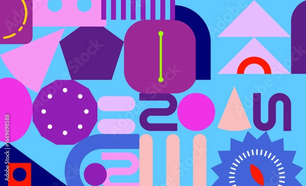 Obraz Colorful Abstract Geometric Background in Modern Flat Style