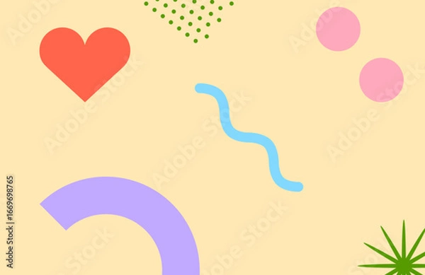 Obraz Minimal abstract composition with colorful geometric shapes on pastel background