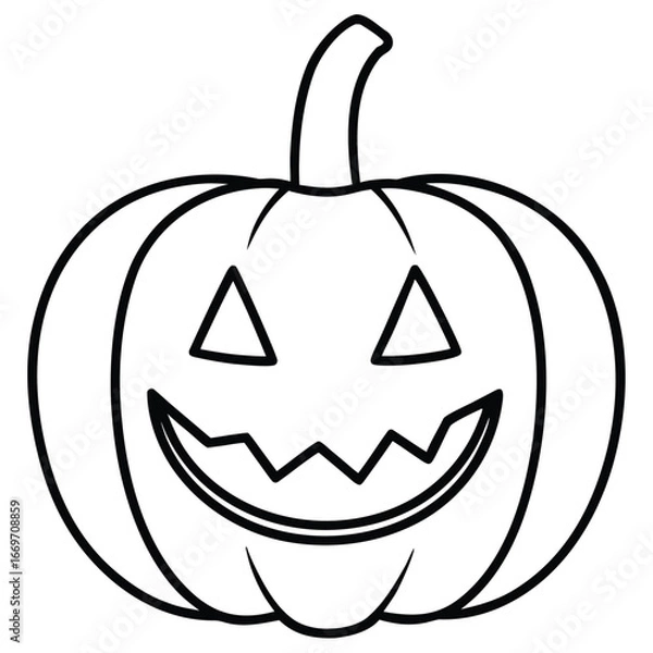 Fototapeta pumpkin creepy light line art vector icon