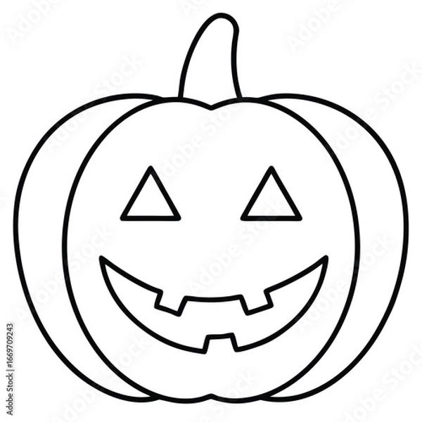Obraz pumpkin glowing face line art vector icon