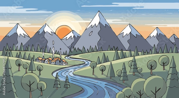 Obraz landscape with mountains view