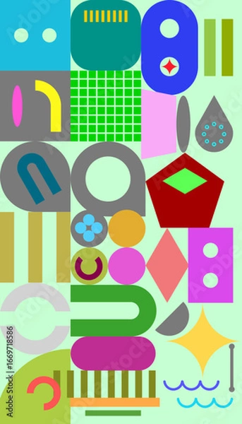 Obraz Abstract geometric pattern with colorful shapes on pastel background