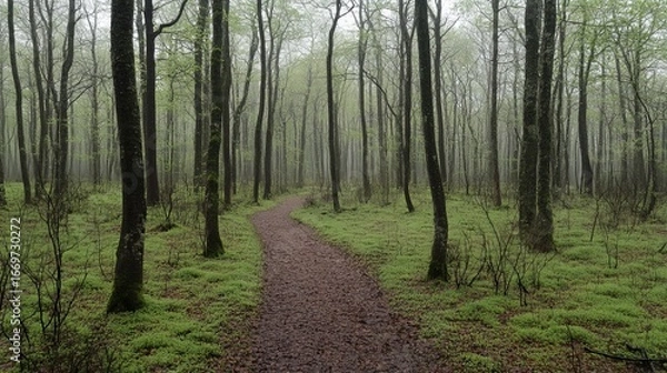 Fototapeta Misty forest path