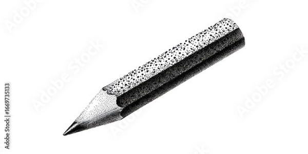 Fototapeta Pointillism Pencil Illustration. Artistic Dot Technique For Creative Design Concepts Isolated On Transparent Background