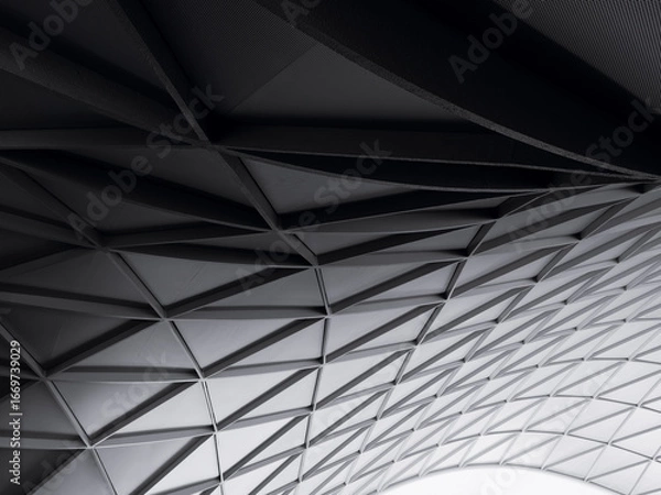 Fototapeta Architecture details Geometric pattern Curve wall panel Modern building Futuristic Art background 